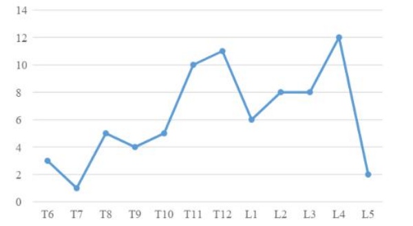Biểu đồ 1: Phân bố vị trí các đốt sống được bơm cement