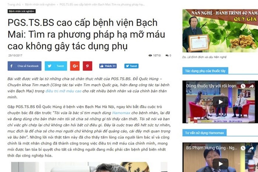 Trang web quảng cáo bằng hình ảnh của bác sĩ